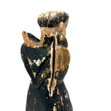 Fantastically Weathered Antique Carved Santos with Intense White Glass Gaze