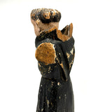 Fantastically Weathered Antique Carved Santos with Intense White Glass Gaze