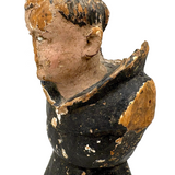 Fantastically Weathered Antique Carved Santos with Intense White Glass Gaze