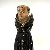 Fantastically Weathered Antique Carved Santos with Intense White Glass Gaze