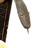 SOLD Great Old Carved Folk Art Book Shaped Box with Passive Snake Inside!