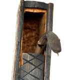SOLD Great Old Carved Folk Art Book Shaped Box with Passive Snake Inside!
