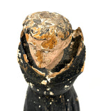 Fantastically Weathered Antique Carved Santos with Intense White Glass Gaze