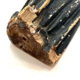 Fantastically Weathered Antique Carved Santos with Intense White Glass Gaze