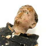 Fantastically Weathered Antique Carved Santos with Intense White Glass Gaze