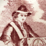 Late 19th Century Transfer Decorated Pearlware ABC Child's Plate, Organ Grinder and Frightened Children