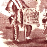 Late 19th Century Transfer Decorated Pearlware ABC Child's Plate, Organ Grinder and Frightened Children