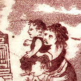 Late 19th Century Transfer Decorated Pearlware ABC Child's Plate, Organ Grinder and Frightened Children