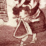 Late 19th Century Transfer Decorated Pearlware ABC Child's Plate, Organ Grinder and Frightened Children
