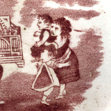 Late 19th Century Transfer Decorated Pearlware ABC Child's Plate, Organ Grinder and Frightened Children