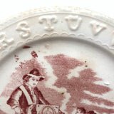 Late 19th Century Transfer Decorated Pearlware ABC Child's Plate, Organ Grinder and Frightened Children
