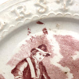 Late 19th Century Transfer Decorated Pearlware ABC Child's Plate, Organ Grinder and Frightened Children