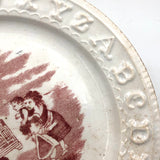 Late 19th Century Transfer Decorated Pearlware ABC Child's Plate, Organ Grinder and Frightened Children