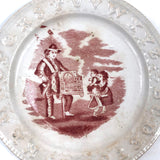 Late 19th Century Transfer Decorated Pearlware ABC Child's Plate, Organ Grinder and Frightened Children