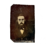 Moody, Painterly Antique Sixth Plate Tintype of Handsome Man with Beard and Mustache