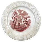 Late 19th Century Transfer Decorated Pearlware ABC Child's Plate, Organ Grinder and Frightened Children