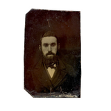 Moody, Painterly Antique Sixth Plate Tintype of Handsome Man with Beard and Mustache