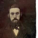 Moody, Painterly Antique Sixth Plate Tintype of Handsome Man with Beard and Mustache