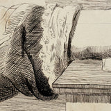 Pen in Hand, Lovely, Self-Reflexive Victorian Pen and Ink Drawing