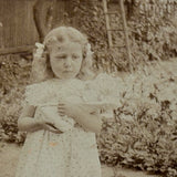 Toe Headed Children with Toy Horse Drawn Wagon, Antique Mounted Photo