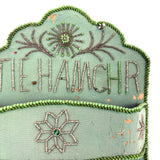 Tie Hamghr, Wonderfully Tender, Naive 1934 Iroquois Beadwork on Silk Hanger