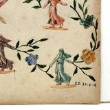 Semeuse with Flowers, Vines and Dragonfly, Amazing 1915 French Stamp Collage Post Card