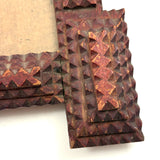 Great Pair of Antique Tramp Art Frames, with Glass, in Original Red Paint