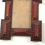 Great Pair of Antique Tramp Art Frames, with Glass, in Original Red Paint