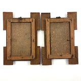 Great Pair of Antique Tramp Art Frames, with Glass, in Original Red Paint