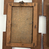 Great Pair of Antique Tramp Art Frames, with Glass, in Original Red Paint