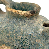 Ancient Persian Seljuk Blue/Turquoise Glazed Terracotta Oil Lamp, c. 10th to 12th Century AD