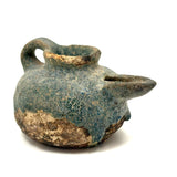 Ancient Persian Seljuk Blue/Turquoise Glazed Terracotta Oil Lamp, c. 10th to 12th Century AD