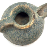 Ancient Persian Seljuk Blue/Turquoise Glazed Terracotta Oil Lamp, c. 10th to 12th Century AD