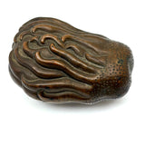 Striking Antique Chinese Bronze Buddha's Hand (Citron) Box with Blue Enamel Interior