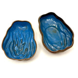 Striking Antique Chinese Bronze Buddha's Hand (Citron) Box with Blue Enamel Interior