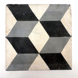 Striking Large Cement Tile with Geometric Pattern