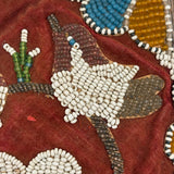 Two Birds on a Basket, Beautiful Antique Iroquois Beadwork Star