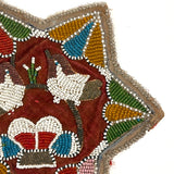 Two Birds on a Basket, Beautiful Antique Iroquois Beadwork Star