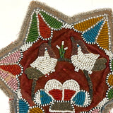 Two Birds on a Basket, Beautiful Antique Iroquois Beadwork Star