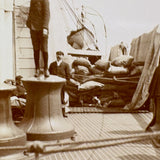 Sailors on Boat Deck Looking Every Way But at the Camera, Antique Snapshot