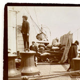 Sailors on Boat Deck Looking Every Way But at the Camera, Antique Snapshot