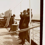 Sailors on Boat Deck Looking Every Way But at the Camera, Antique Snapshot