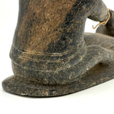 Striking and Sensitive Inuit Stone Carving of Man and Seal with Sinew Reins (Shoulder Repair)