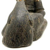 Striking and Sensitive Inuit Stone Carving of Man and Seal with Sinew Reins (Shoulder Repair)