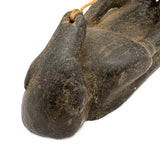 Striking and Sensitive Inuit Stone Carving of Man and Seal with Sinew Reins (Shoulder Repair)