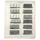 Fences (Agriculture), Striking and Poignant c. 1820 Engraving, Abraham Rees, London