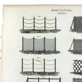 Fences (Agriculture), Striking and Poignant c. 1820 Engraving, Abraham Rees, London