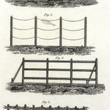 Fences (Agriculture), Striking and Poignant c. 1820 Engraving, Abraham Rees, London