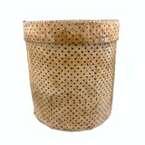 Early (1817-18!) New England Polka Dotted Wallpaper Band Box with Newspaper Lining and Hand-stitched Mending