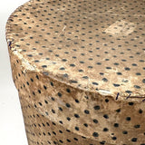 Early (1817-18!) New England Polka Dotted Wallpaper Band Box with Newspaper Lining and Hand-stitched Mending
